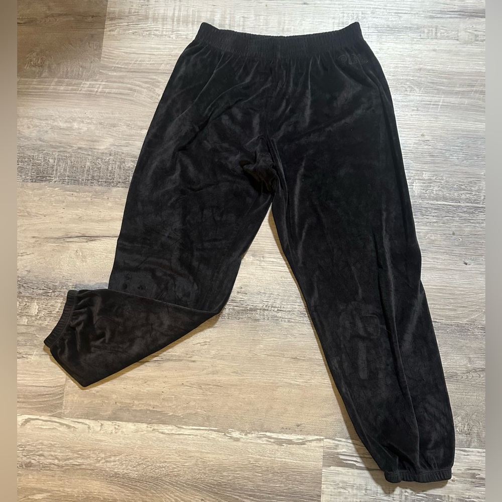 PINK by Victoria’s Secret Black Velour Jogger Pants Women’s Size Medium